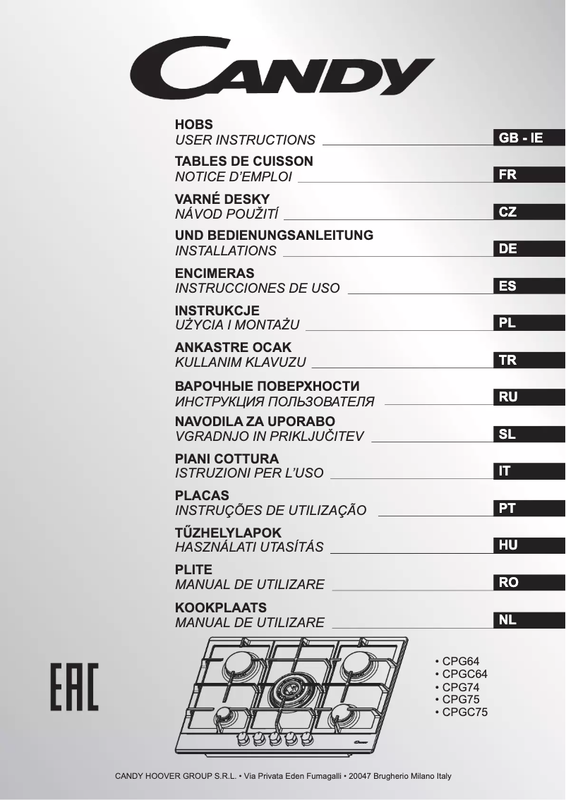 Page n°1 - Manuel utilisateur Candy CPGC 64SWP AV