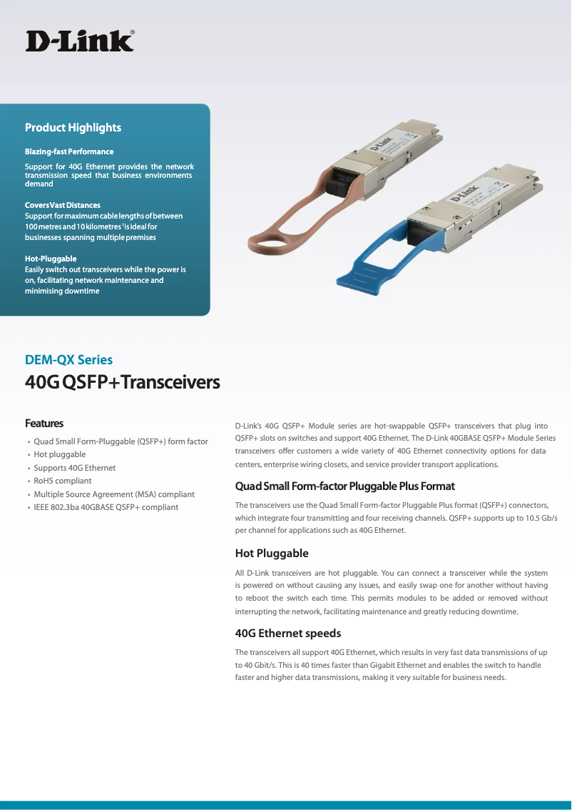 Page n°1 - Manuel utilisateur D-Link DEM-QX01Q-SR4