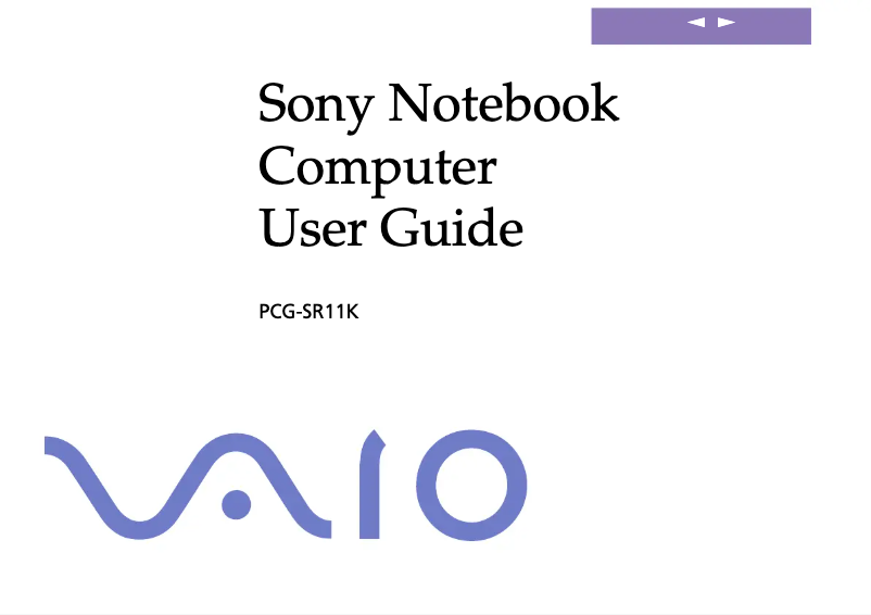 Image de la première page du manuel de l'appareil Vaio PCG-SR11K