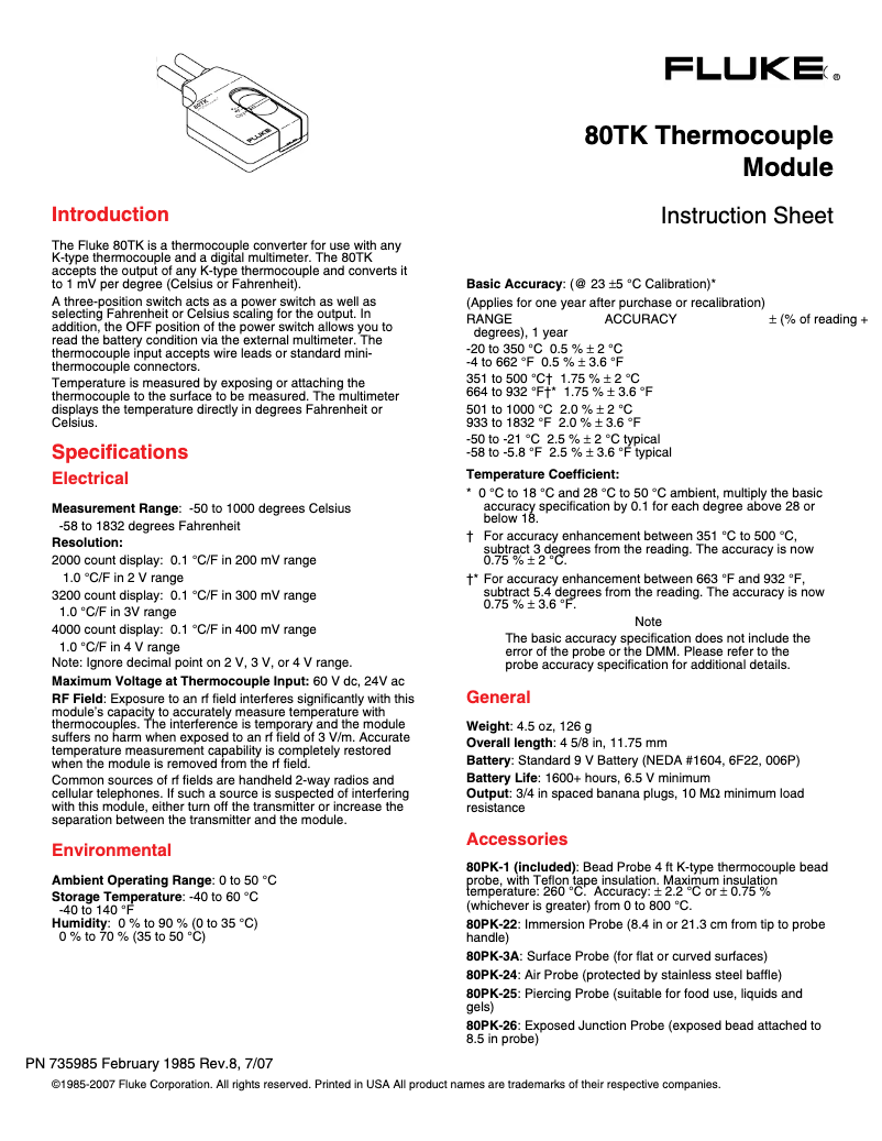 Imagen de la primera página del manual del dispositivo 80TK
