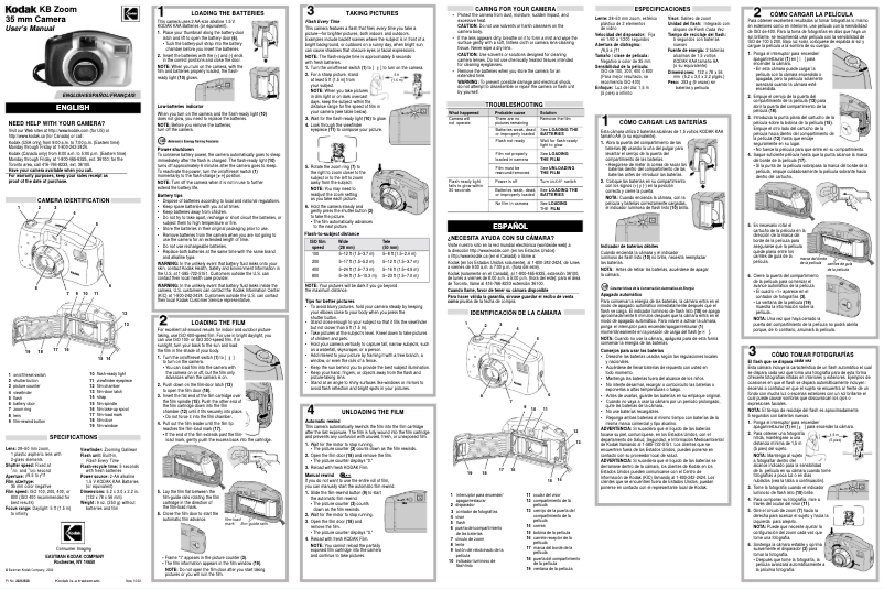Page 1 de la notice Manuel utilisateur Kodak KB Zoom