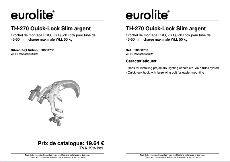 Image de la première page du manuel de l'appareil TH-270