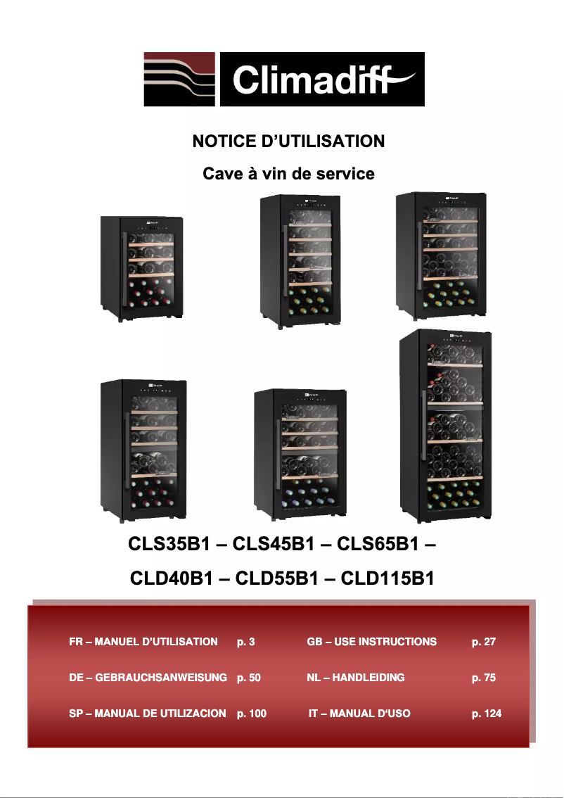 Page n°1 - Manuel utilisateur Climadiff CLD115B1