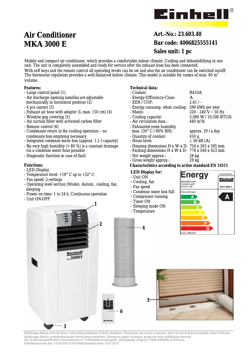 Page 1 de la notice Manuel utilisateur Einhell MKA 3000