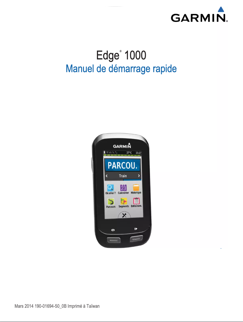 Page 1 de la notice Manuel utilisateur Garmin Edge 1000
