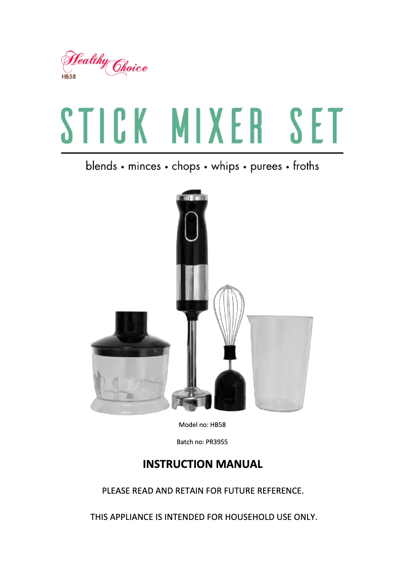 Page n°1 - Manuel utilisateur Healthy Choice HB58