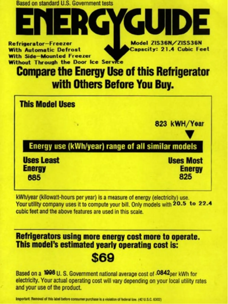 Página 1 del manual Etiqueta energética GE ZISS36NCSS
