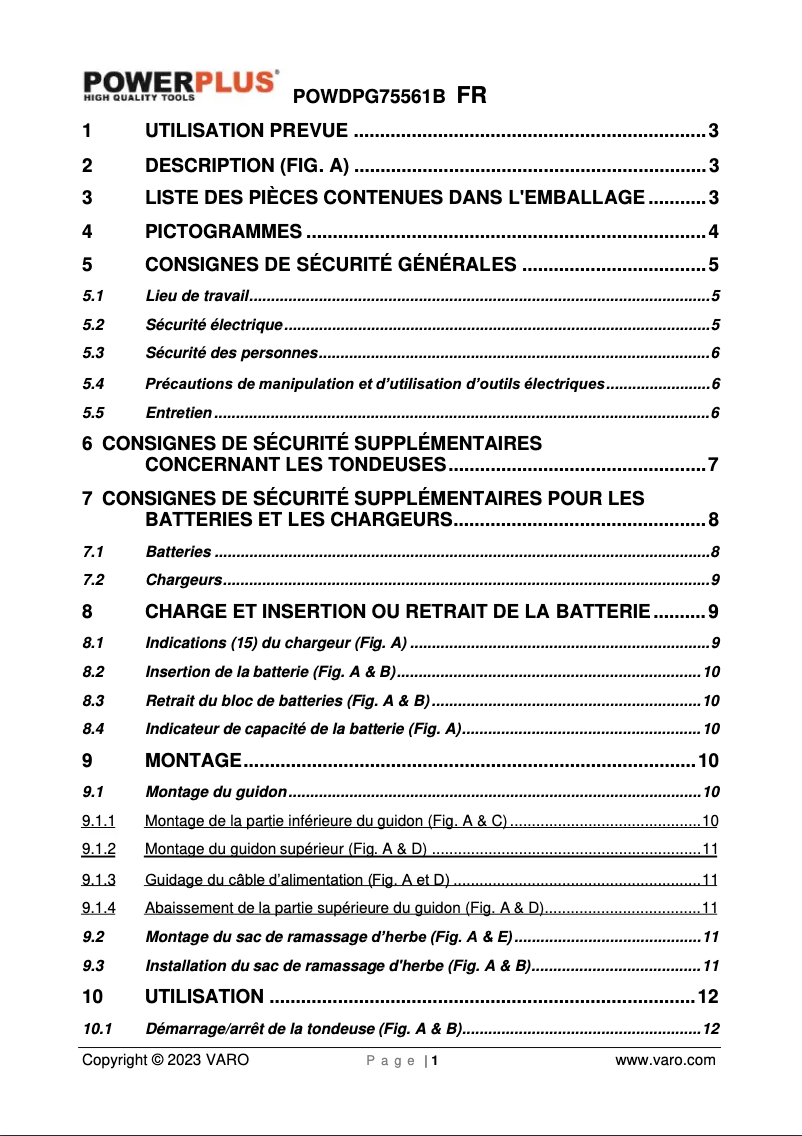 Page n°1 - Manuel utilisateur PowerPlus POWDPGBOX23