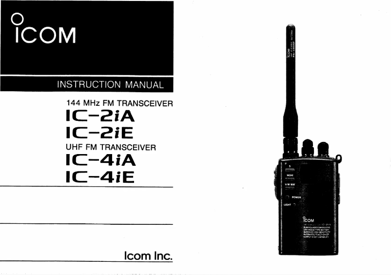 Page n°1 - Manuel utilisateur ICOM IC-2iA