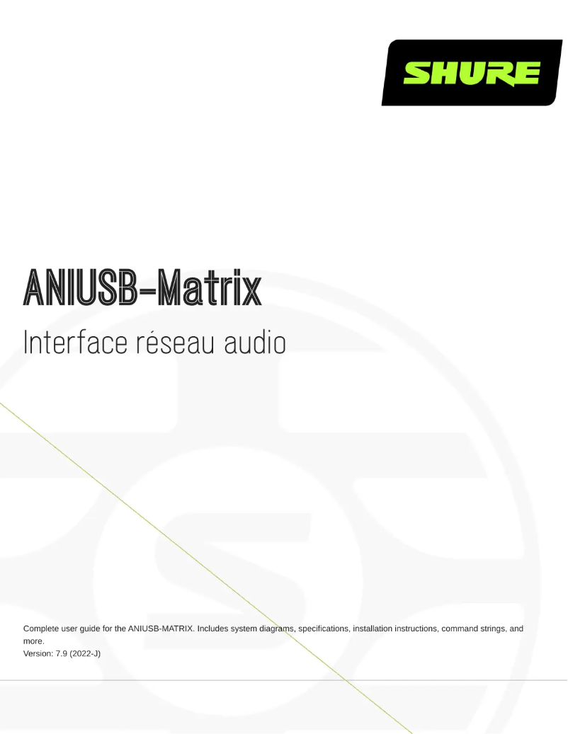 Page 1 de la notice Manuel utilisateur Shure ANIUSB-MATRIX