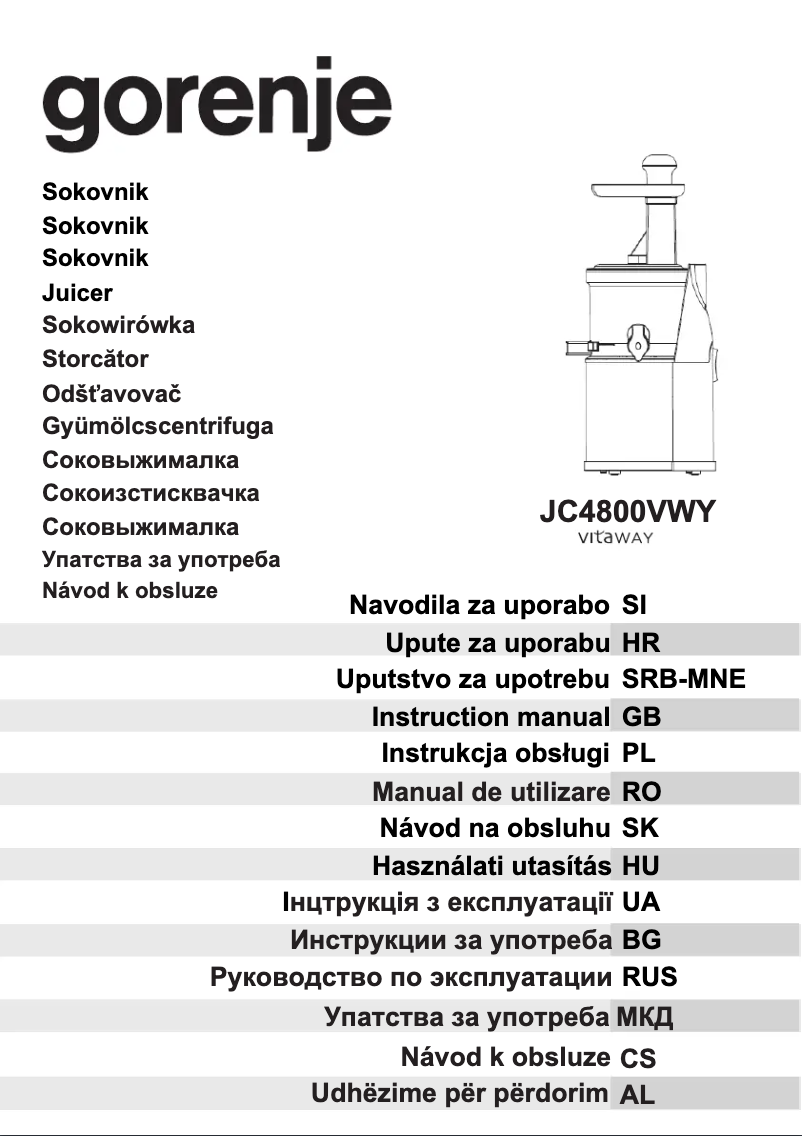 Page 1 de la notice Manuel utilisateur Gorenje JC4800VWY