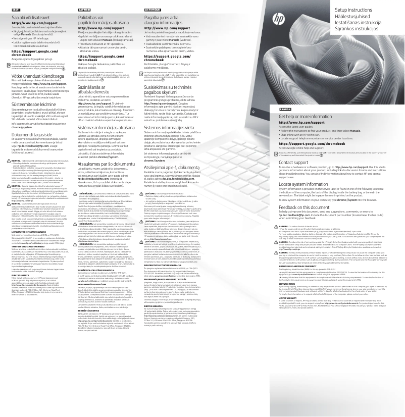 Page 1 de la notice Guide d'installation HP Chromebook 15