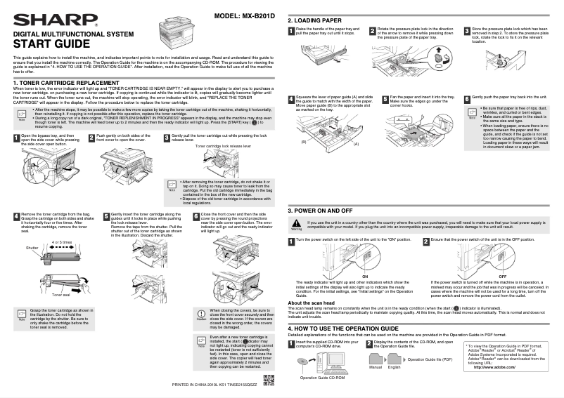 Page n°1 - Manuel utilisateur Sharp MX-B201D