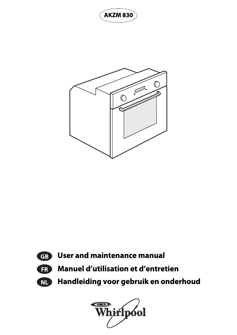 Page n°1 - Manuel utilisateur Whirlpool AKZM 830/IX