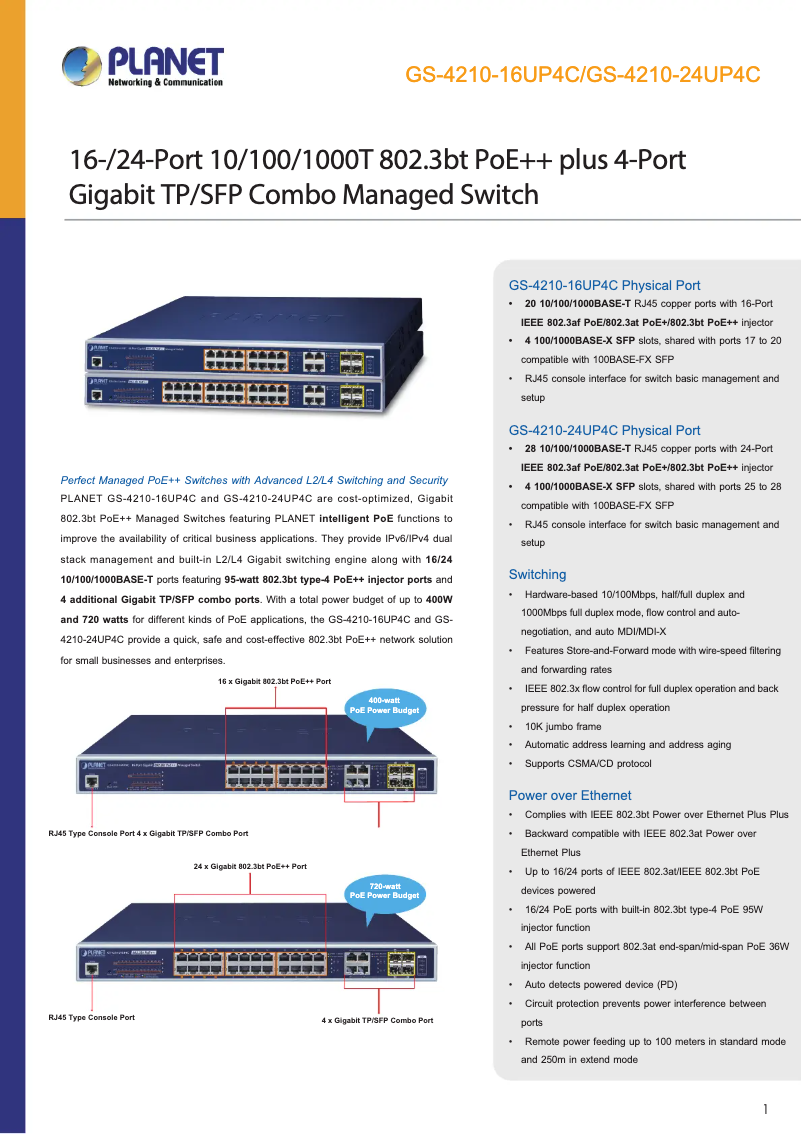 Image de la première page du manuel de l'appareil GS-4210-24UP4C