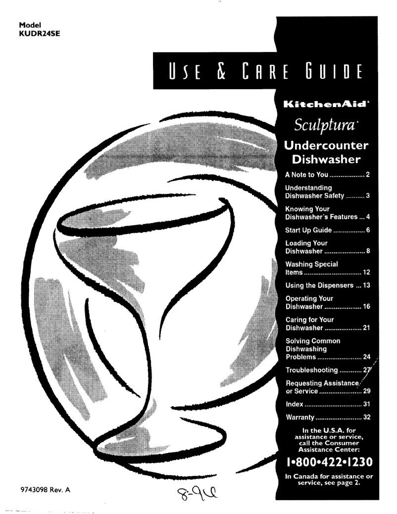 Page n°1 - Manuel utilisateur KitchenAid Sculptura KUDR24SEBL2