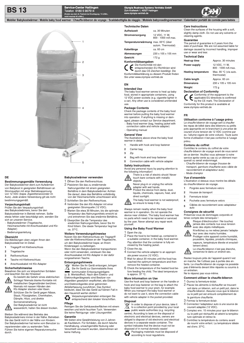 Page 1 de la notice Manuel utilisateur Hartig & Helling BS 13