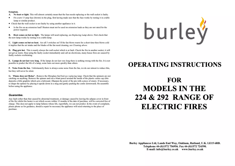 Page 1 de la notice Manuel utilisateur Burley 293