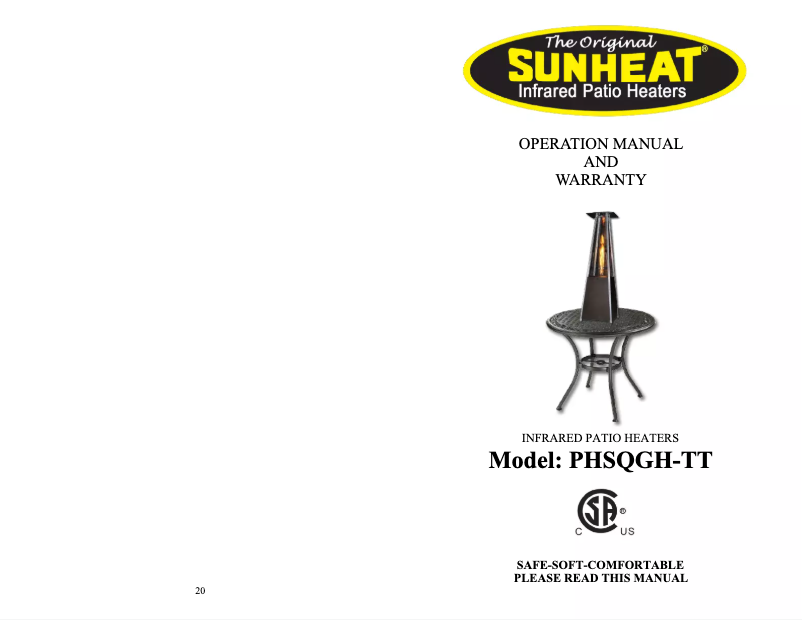 Page 1 de la notice Manuel utilisateur Sunheat PHSQGHTT