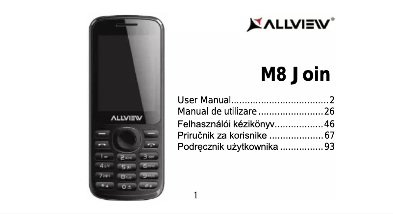 Page 1 de la notice Manuel utilisateur Allview M8 join