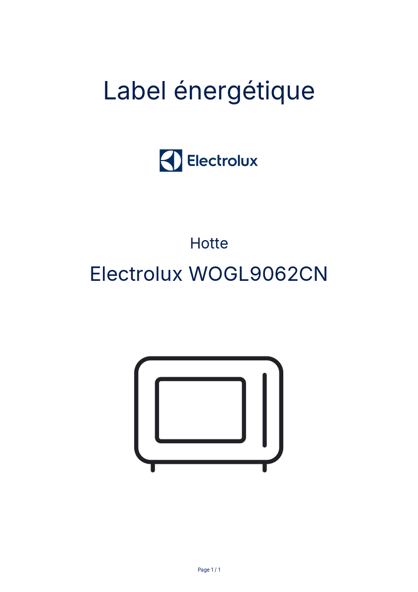 Page n°1 - Label énergétique Electrolux WOGL9062CN