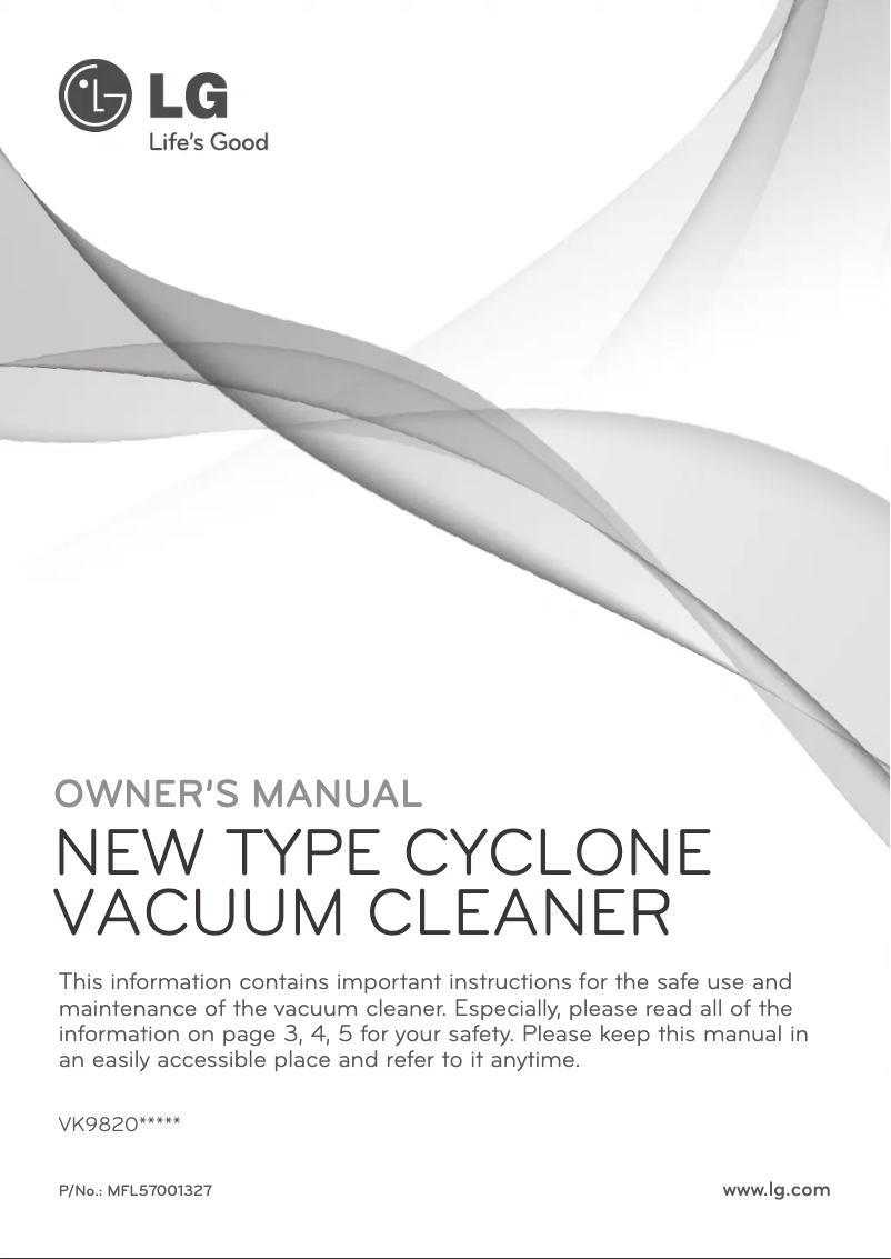 Page 1 de la notice Manuel utilisateur LG VK9820SCAY