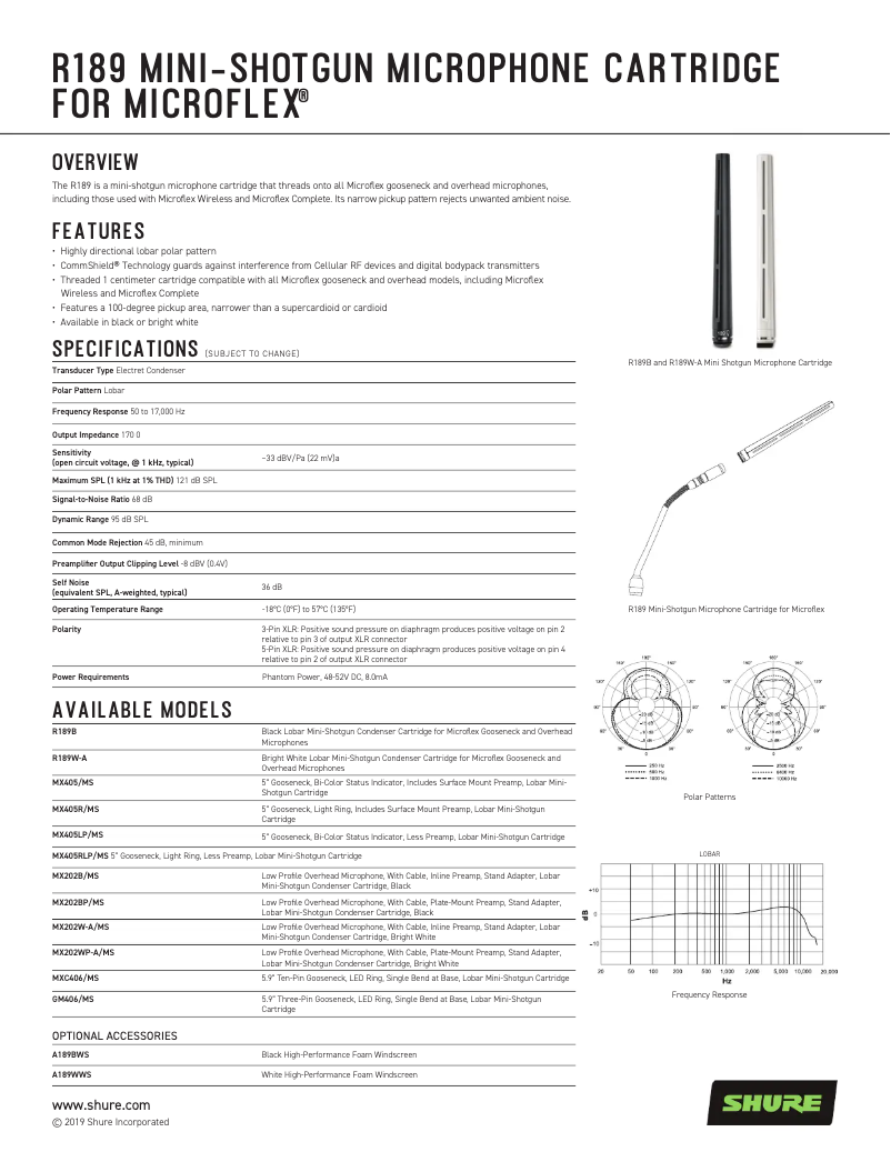 Page n°1 - Manuel utilisateur Shure Microflex R189