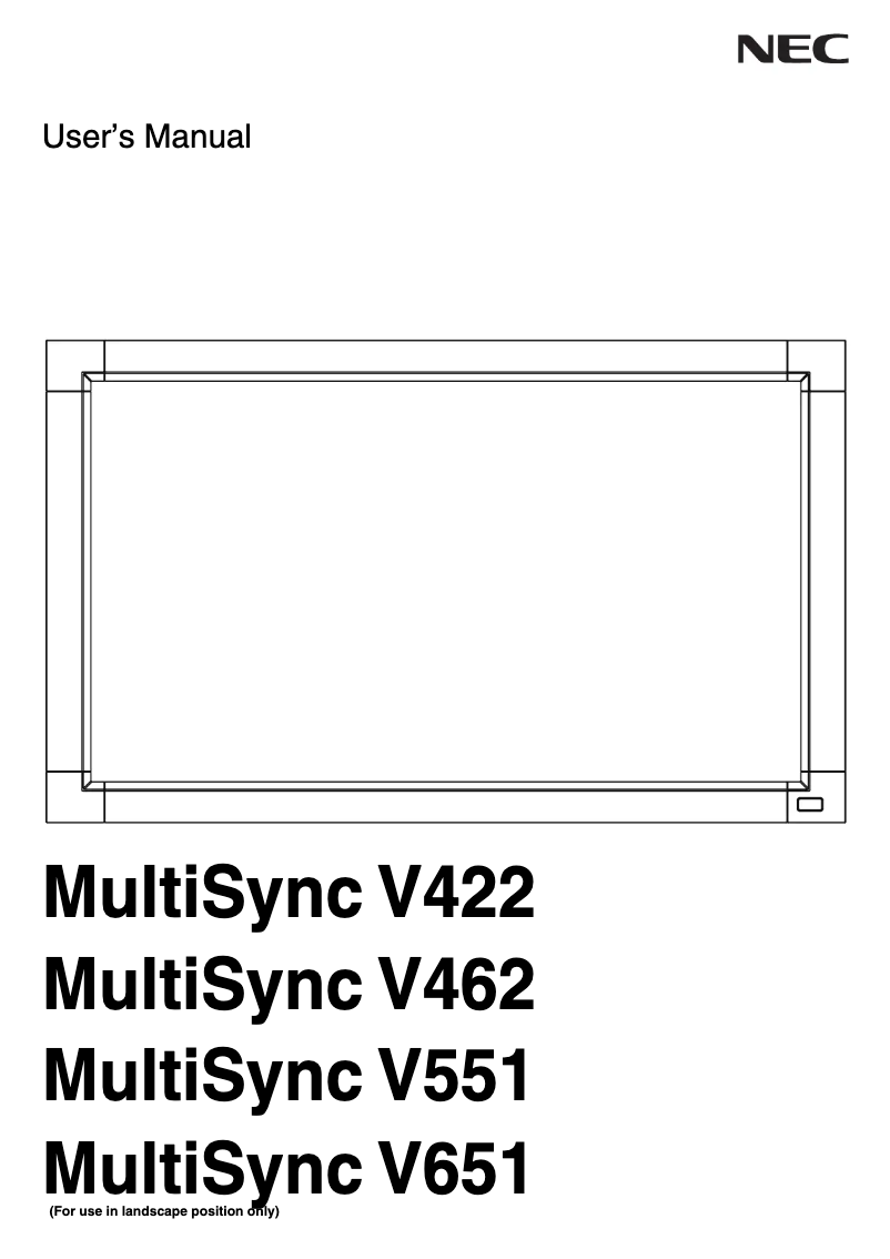 Image de la première page du manuel de l'appareil MultiSync V422-AVT