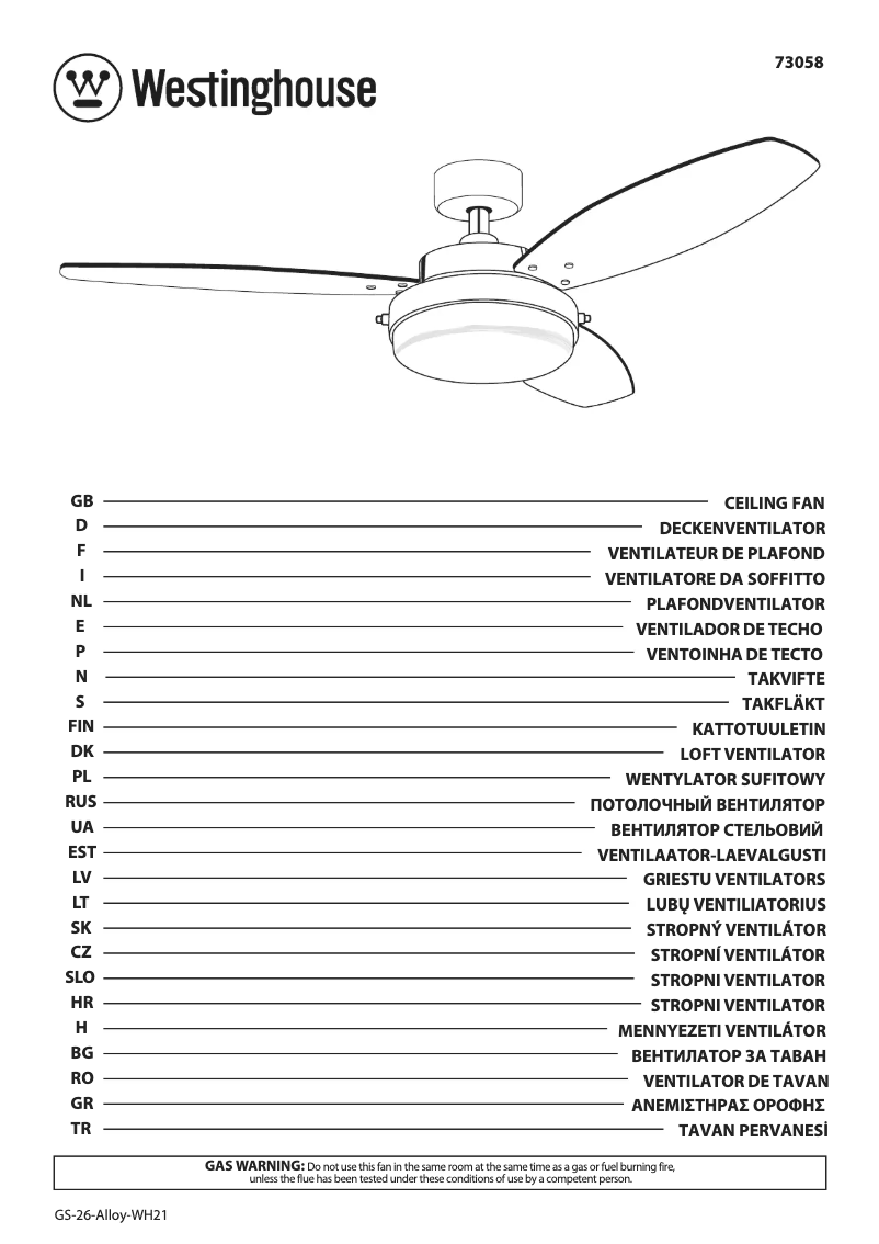 Página 1 del manual Manual de usuario Westinghouse 73058