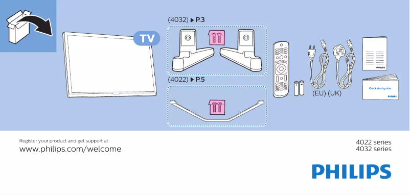 Page 1 de la notice Guide de démarrage rapide Philips 24PHT4022