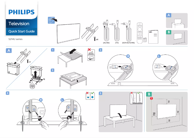 Page n°1 - Guide de démarrage rapide Philips 65HFL5214U