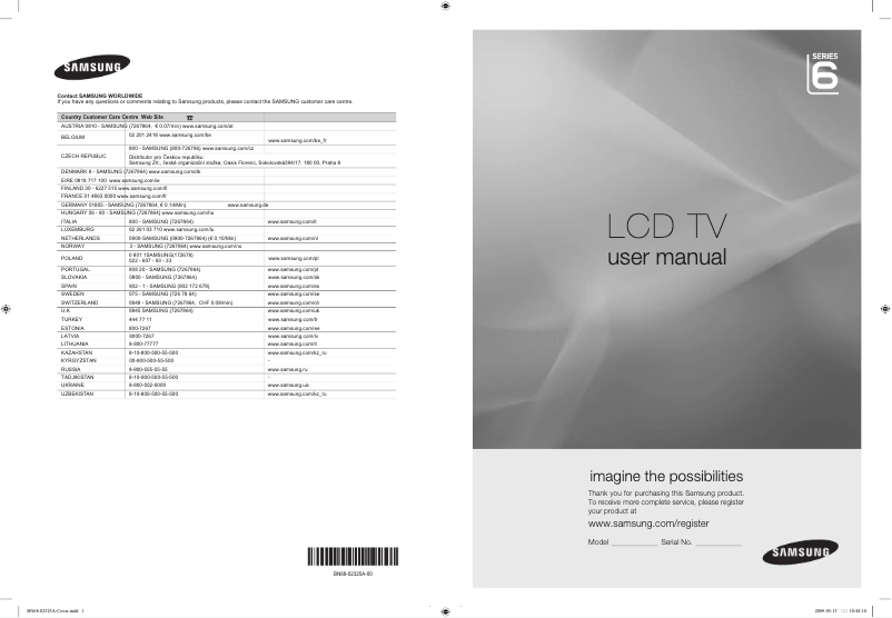 Page n°1 - Manuel utilisateur Samsung LE-40B653