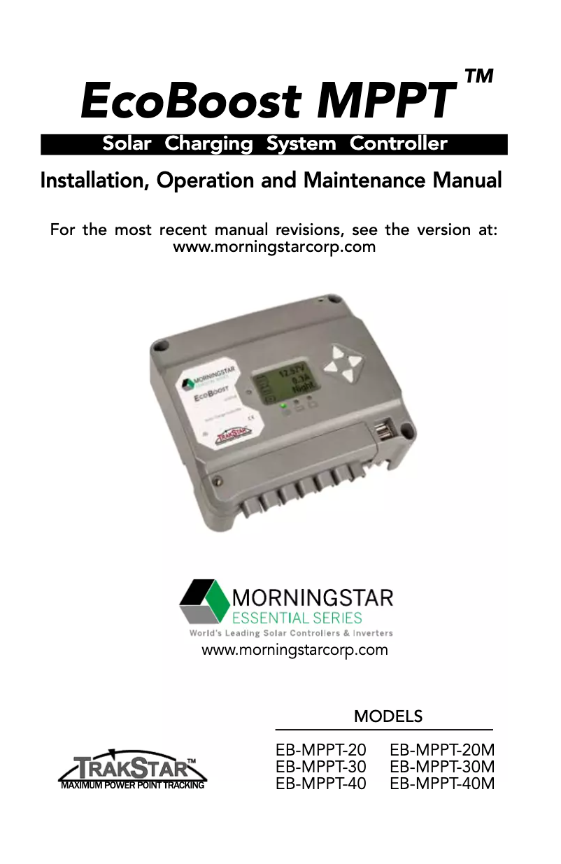 Image de la première page du manuel de l'appareil EcoBoost MPPT