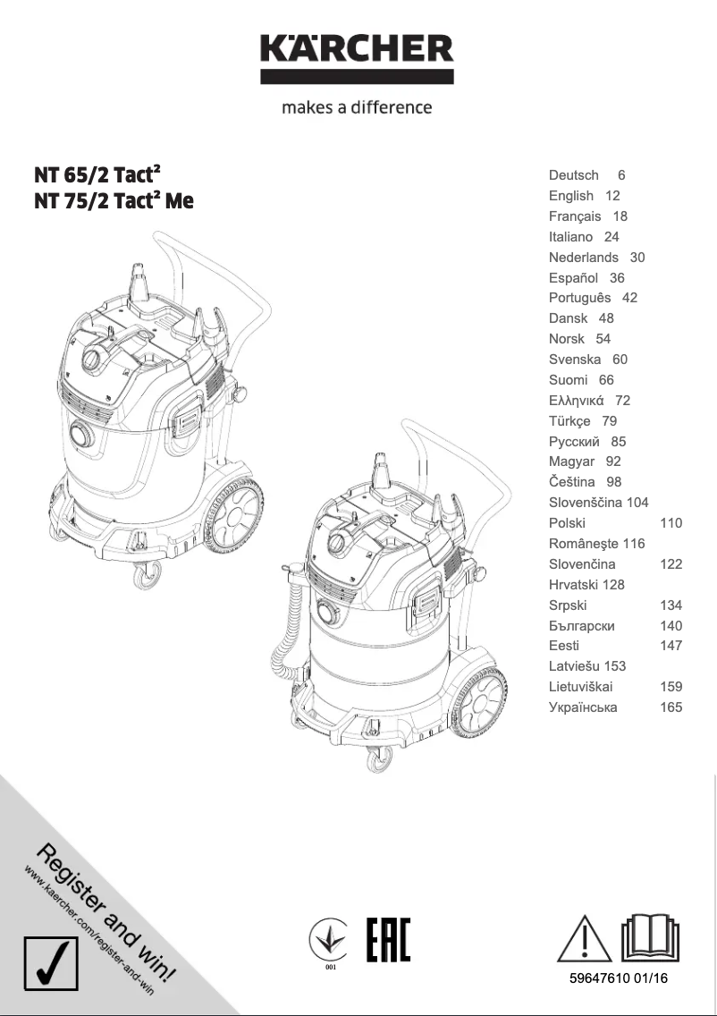 Page 1 of the manual User Manual Kärcher NT 75/2 Tact² Me