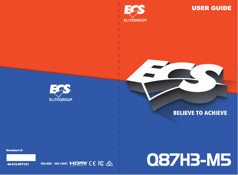 Page 1 de la notice Manuel utilisateur ECS Q87H3-M5