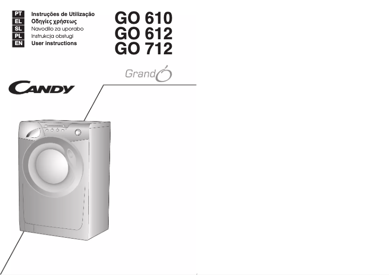 Page 1 de la notice Manuel utilisateur Candy GO 610 txt