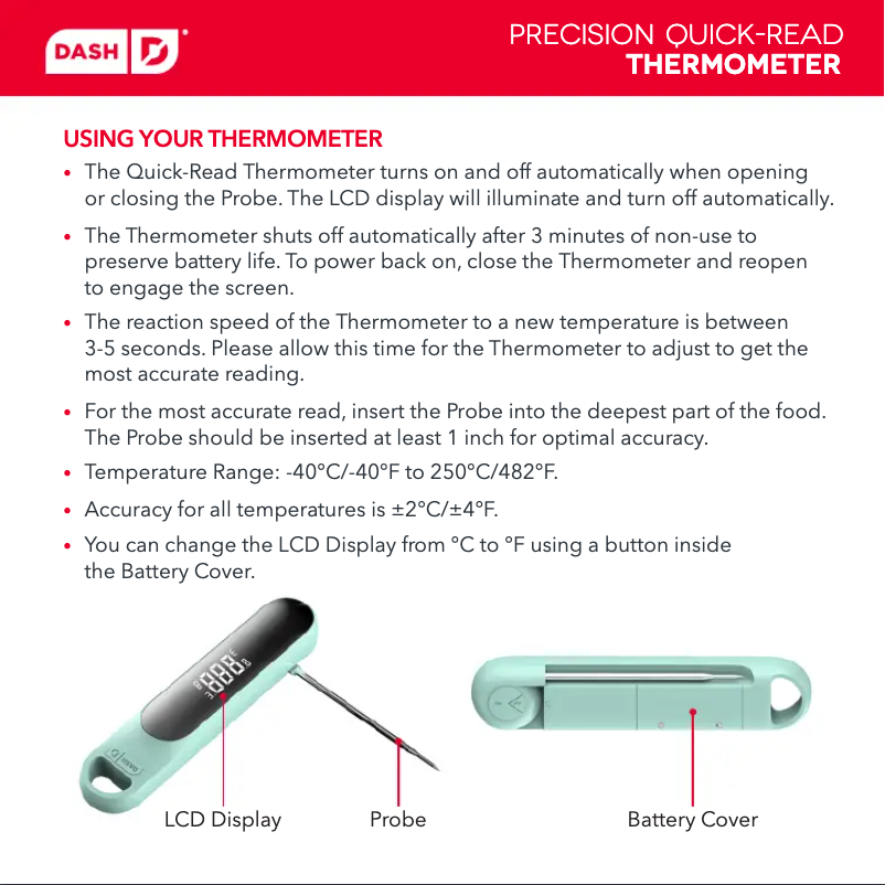 Page n°1 - Manuel utilisateur Dash Precision Quick-Read DQRT200GBGY32