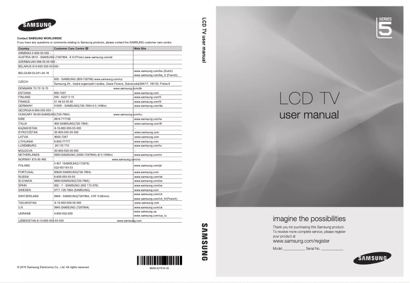 Image de la première page du manuel de l'appareil LE32C570J1S