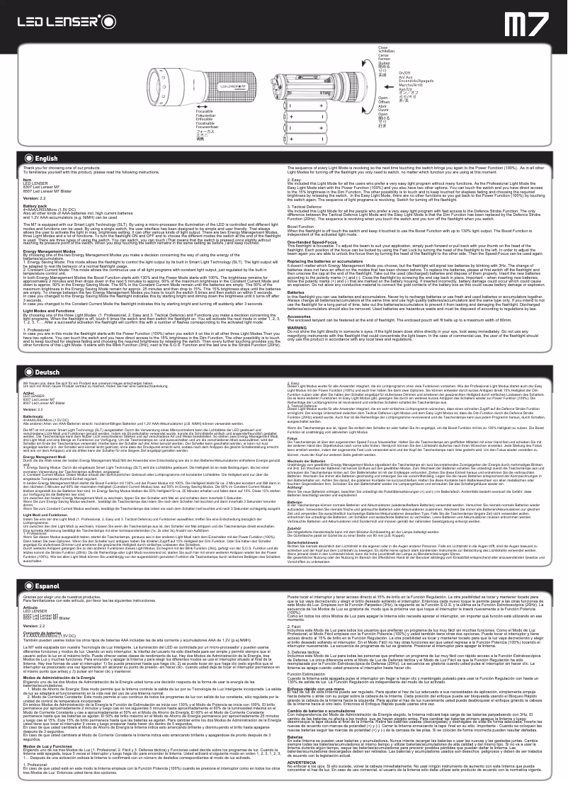Page n°1 - Manuel utilisateur Ledlenser M7