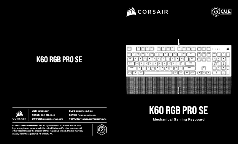 Image de la première page du manuel de l'appareil K60 RGB PRO SE