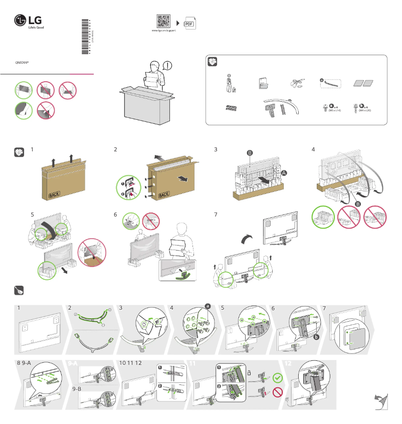 Page 1 de la notice Guide d'installation LG 86QNED996PB