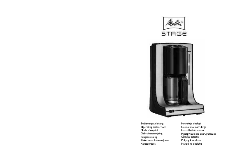 Page n°1 - Manuel utilisateur Melitta STAGE M820
