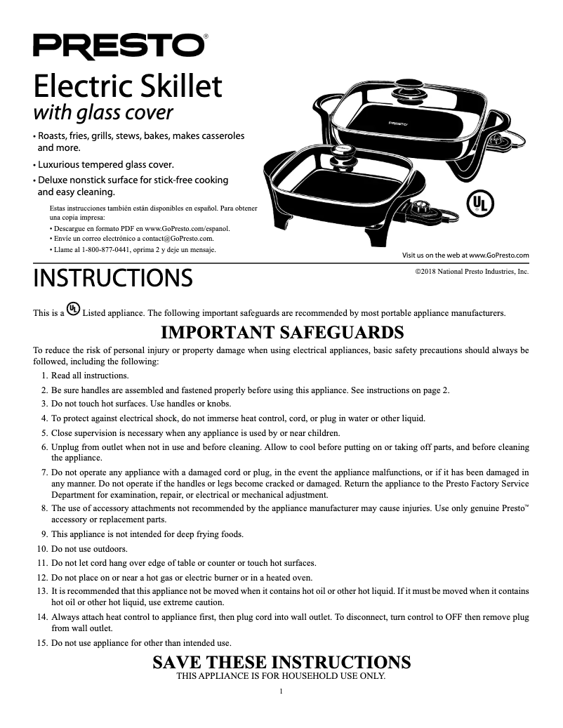 Page n°1 - Manuel utilisateur Presto 06626