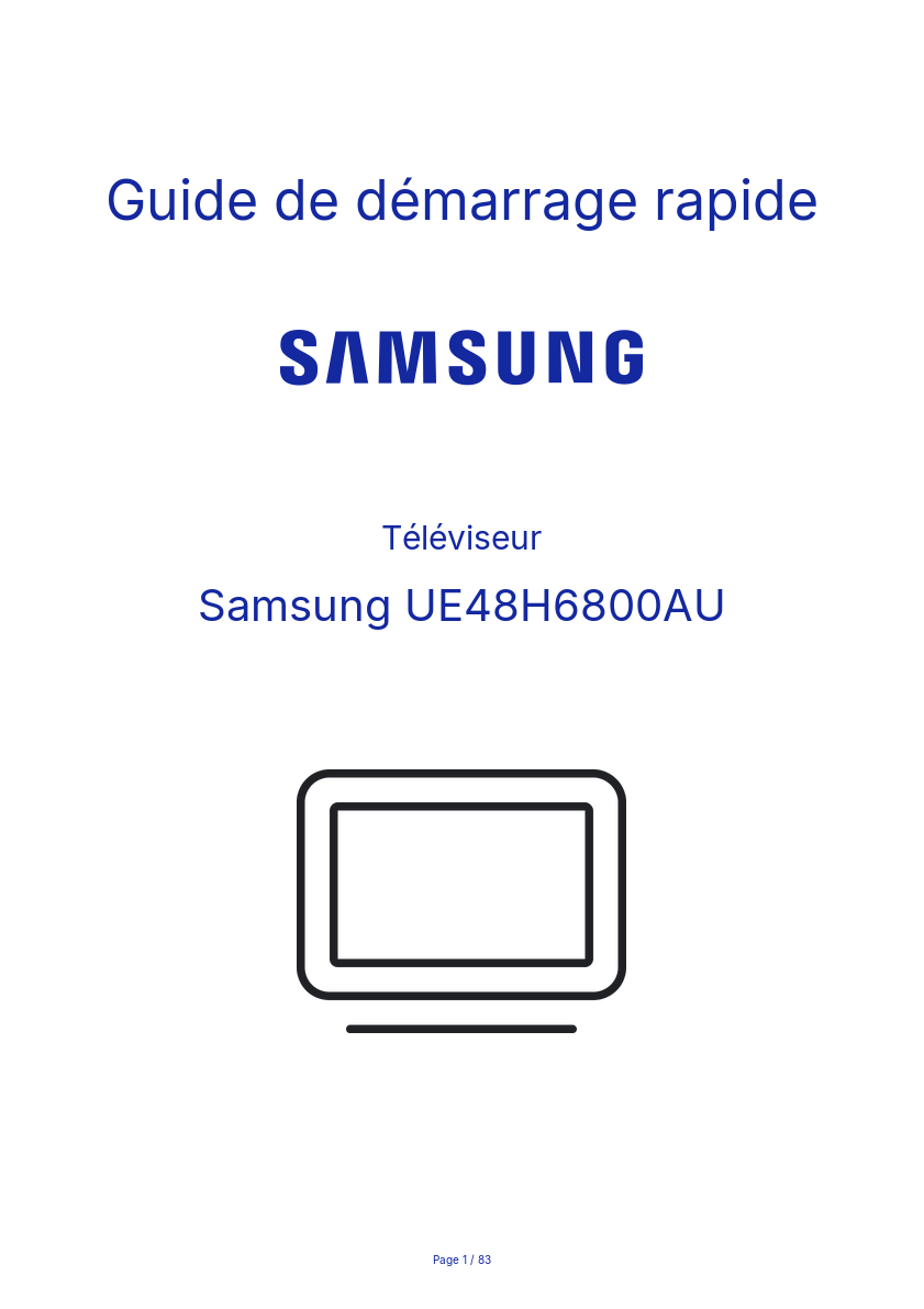 Page n°1 - Guide de démarrage rapide Samsung UE48H6800AU