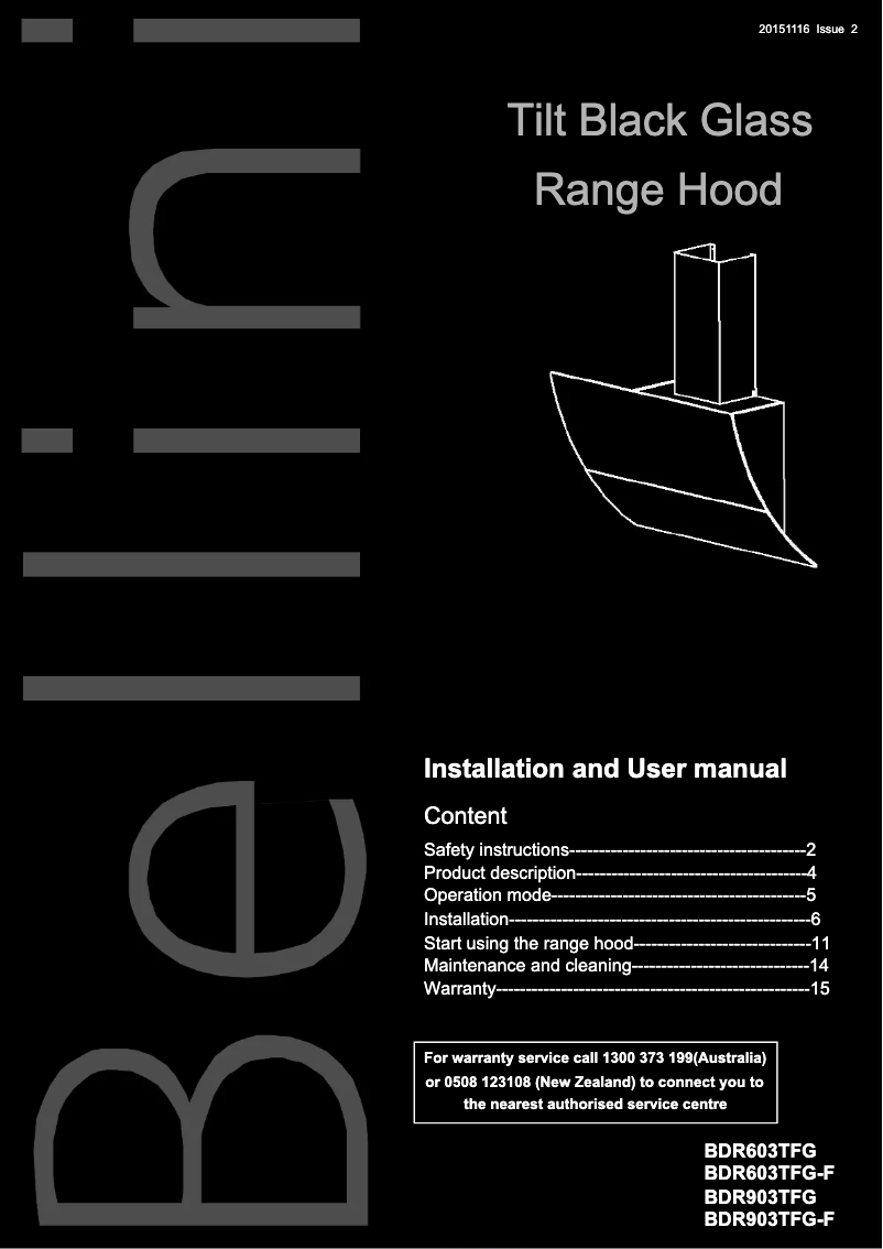 Image de la première page du manuel de l'appareil BDR603TBX