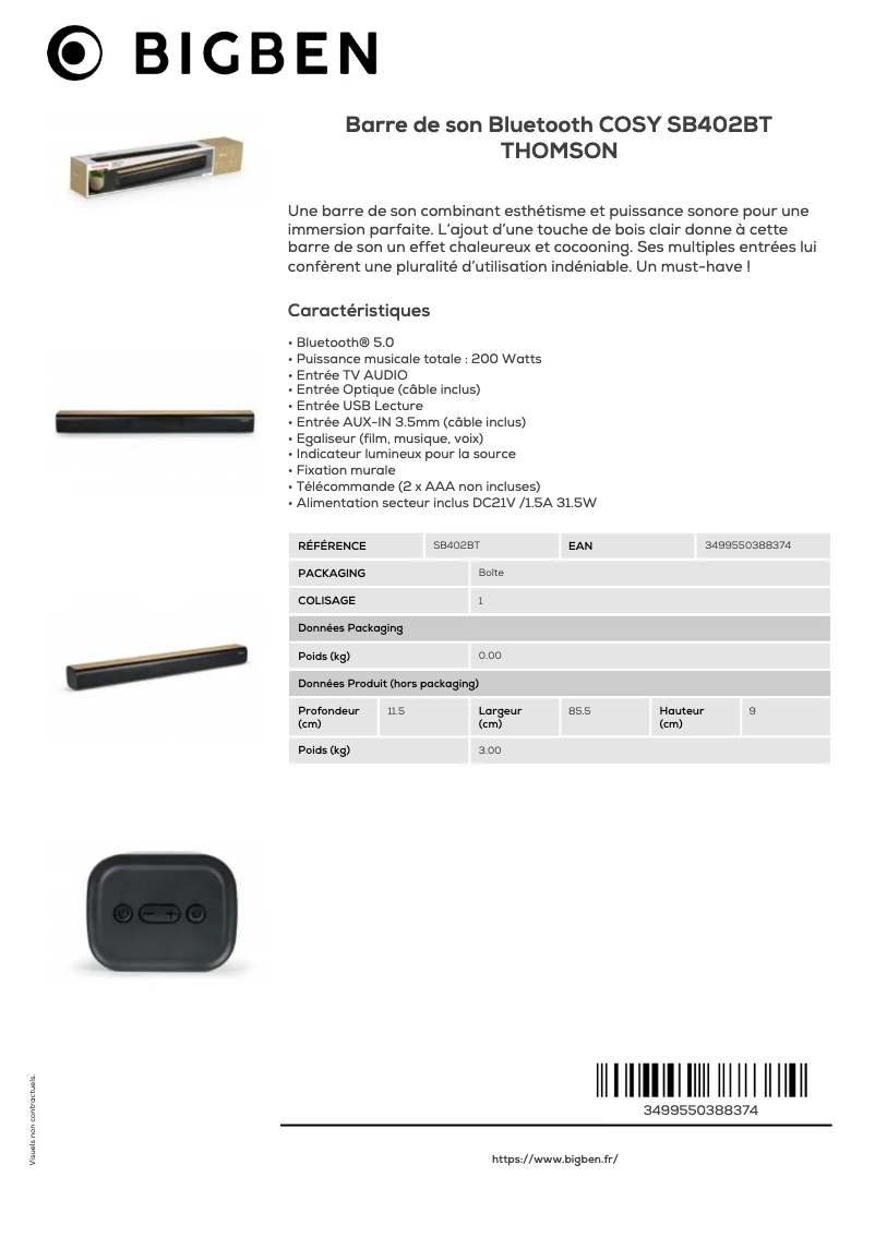 Image de la première page du manuel de l'appareil SB402BT