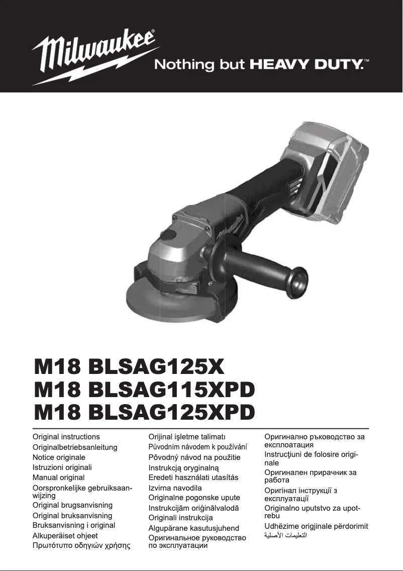 Page 1 de la notice Manuel utilisateur Milwaukee M18 BLSAG115XPD