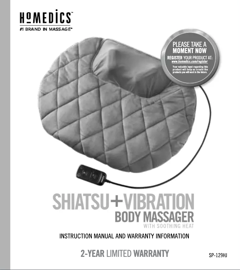 Page n°1 - Manuel utilisateur Homedics SP-129HJ