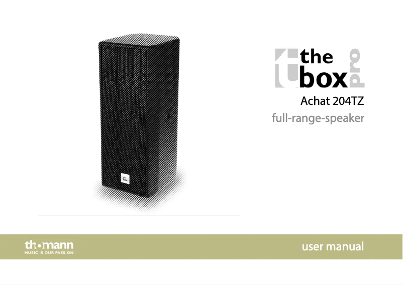 Page 1 de la notice Manuel utilisateur The Box Pro Achat 204TZ