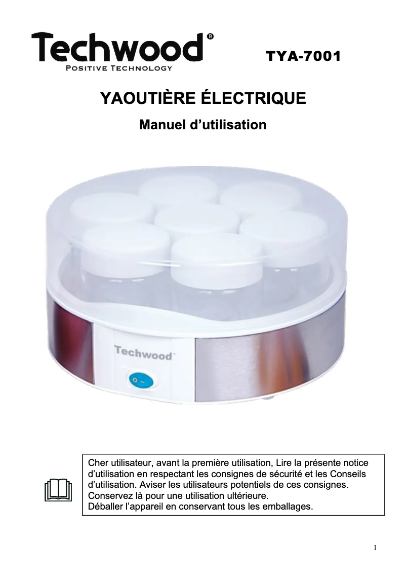 Page n°1 - Manuel utilisateur Techwood TYA-7001